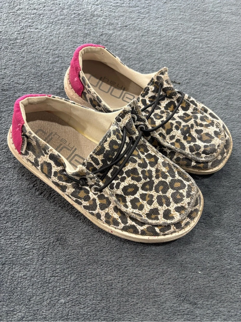 Hey Dude Girls Size 12 Kids Cheetah Pink Slip On Shoes